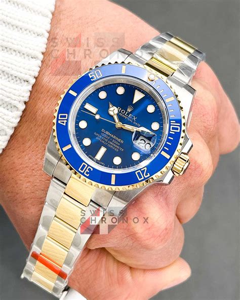 rolex submariner blue two tone 2018|Rolex Submariner blue bezel.